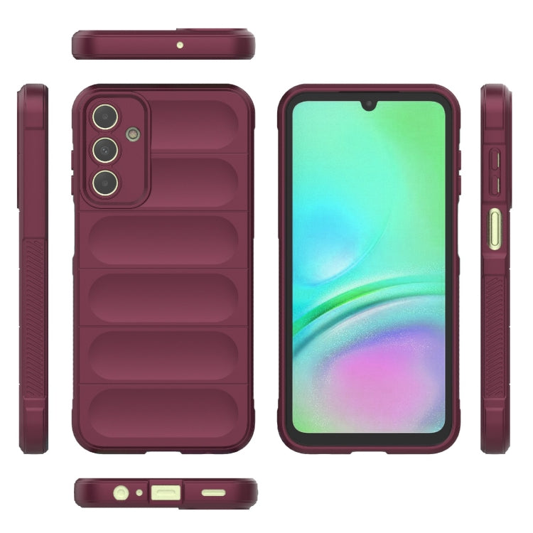 Wine colored Magic Shield TPU + Flannel Phone Case for Samsung Galaxy A15 5G, showcasing its stylish design and protective features.